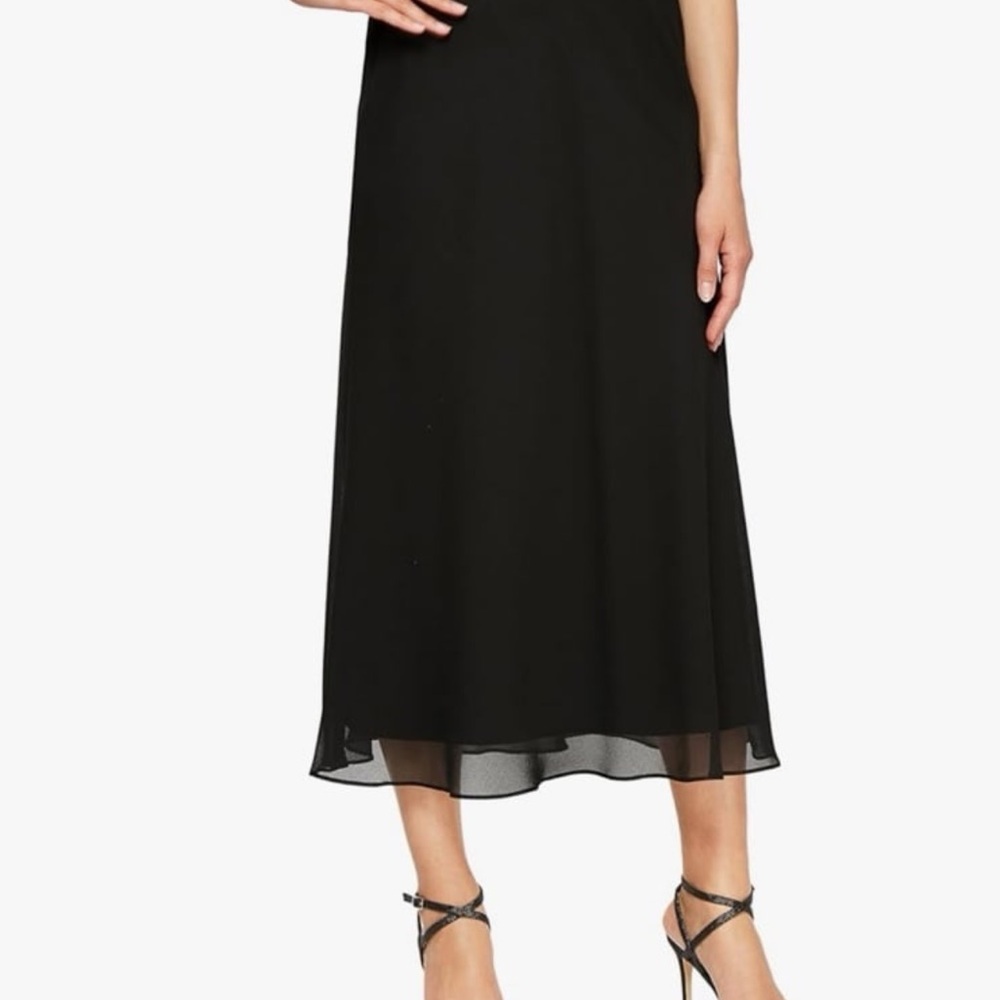 Alex Evenings Black Chiffon Maxi Skirt